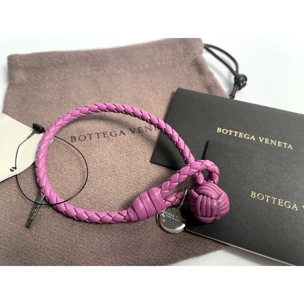 New Bottega Veneta Intrecciato Bracelet  Leather  Purple Size M